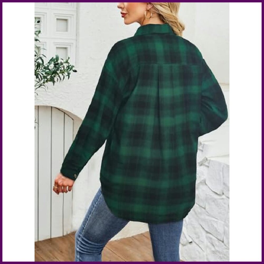 Oversized Flannel Shacket Button Down Long Sleeve… - image 8